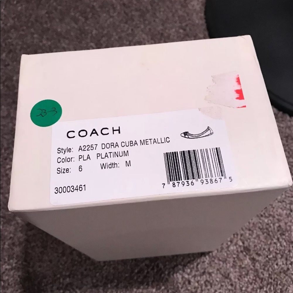 coach dora cuba metallic platinum flats size 6